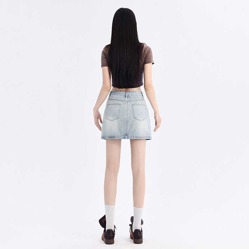High Waist Denim Minirock