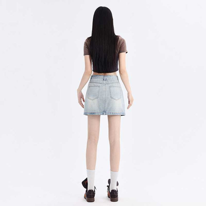 High Waist Denim Minirock